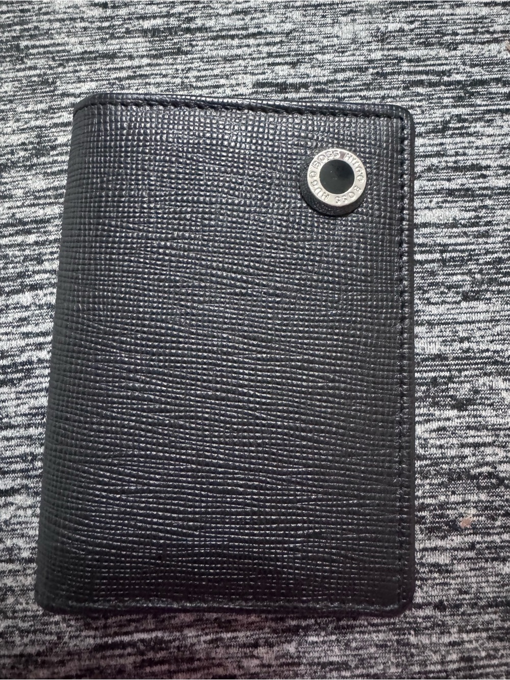 Hugo Boss Black Textured Leather Card & Key Holder
